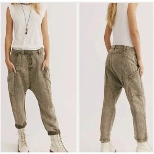 Free People Desert Daze Harem Pants Belted Button Front Olive Women's XS/2